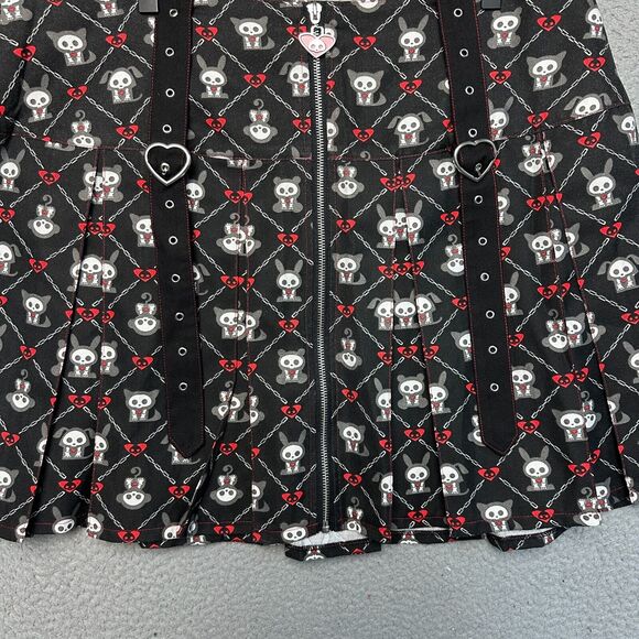 Skelanimals Hot Topic Skirt 1X Plus Gothic Pleated Grommet Denim Punk Kawaii - Picture 4 of 12
